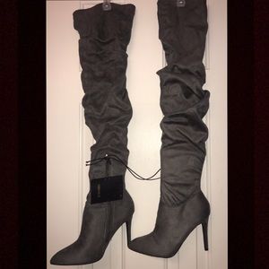 Thigh high suede boots